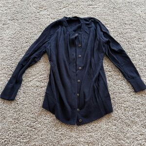 Ann Taylor Navy Button-Up Cardigan, size S